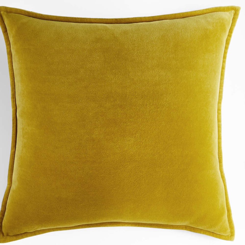 Crate&Barrel Ochre 20x20 Washed Velvet Pillows (Pair)